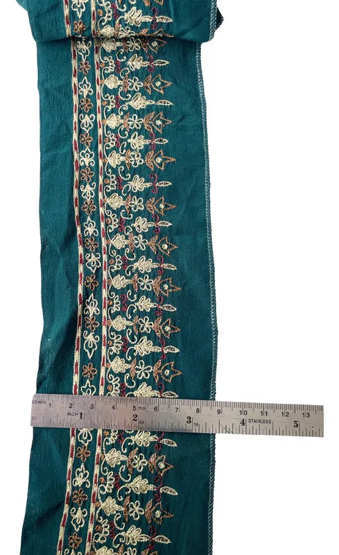 # Cinta Pasamaneria Bordada Vintage Seda Turquesa