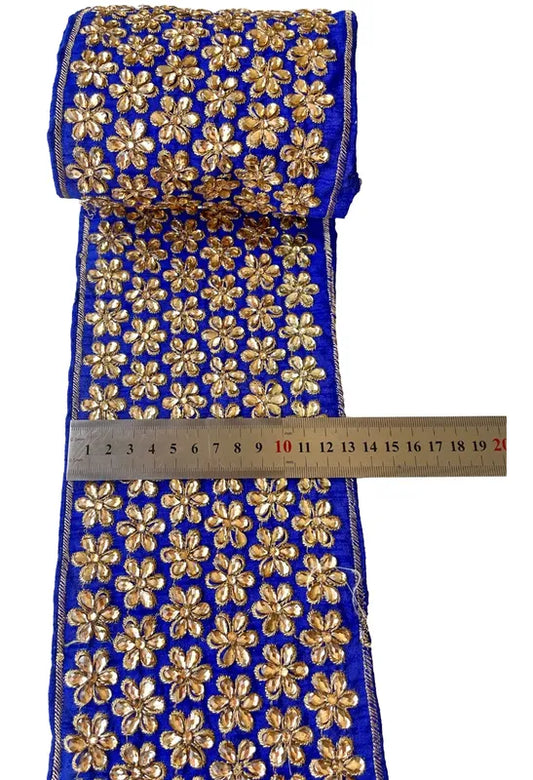 CCinta Pasamaneria Bordada India Ancha Azul